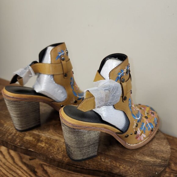 Embroidered Chunky Block Heel Boot with Adjustable Buckle - Picture 3 of 13